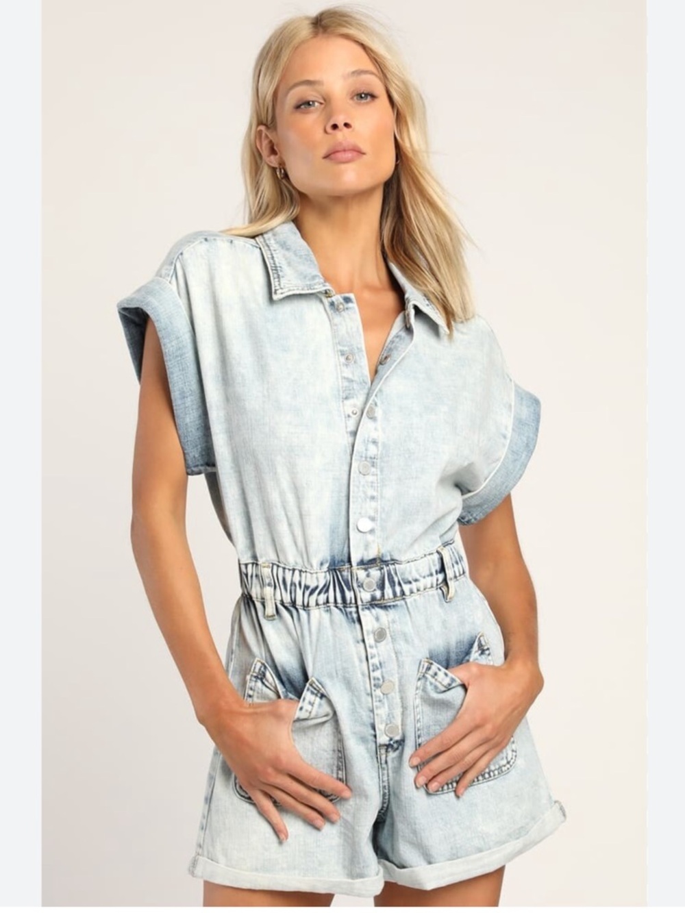 NWT Revolve x Blank NYC Faded Acid Wash Time Zone Slouchy Denim Romper